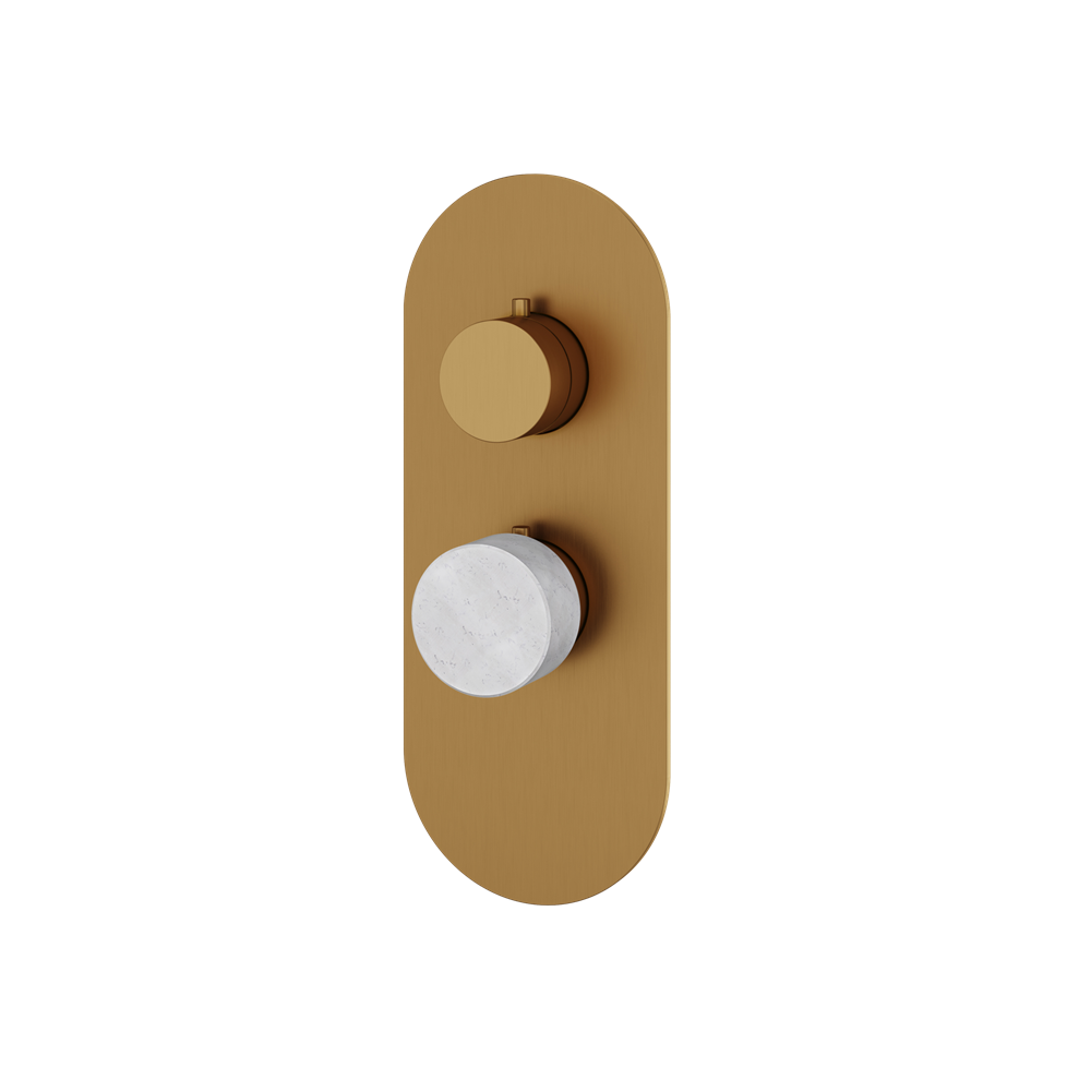 Aquabrass - Marmo Round Trim Set for 1 Shut-Off Thermostatic Valve