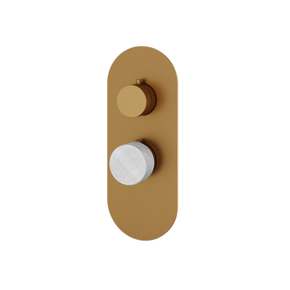 Aquabrass - Marmo Round Trim Set for 1 Shut-Off Thermostatic Valve