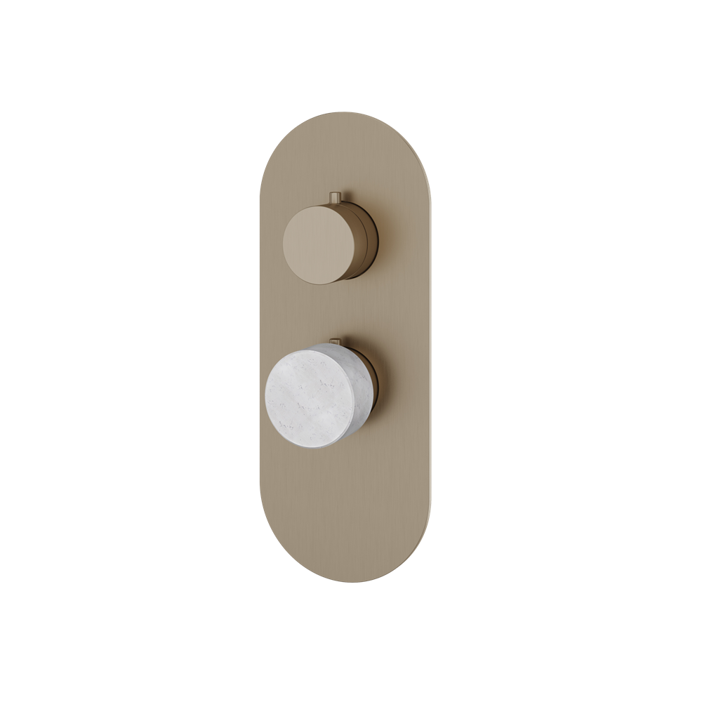 Aquabrass - Marmo Round Trim Set for 1 Shut-Off Thermostatic Valve