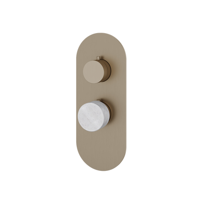Aquabrass - Marmo Round Trim Set for 1 Shut-Off Thermostatic Valve