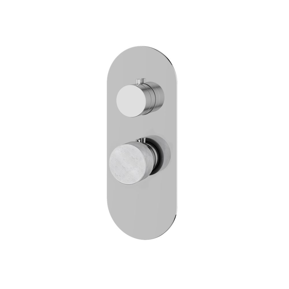 Aquabrass - Marmo Round Trim Set for 1 Shut-Off Thermostatic Valve