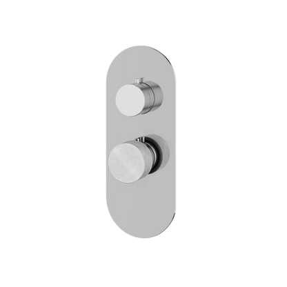 Aquabrass - Marmo Round Trim Set for 1 Shut-Off Thermostatic Valve
