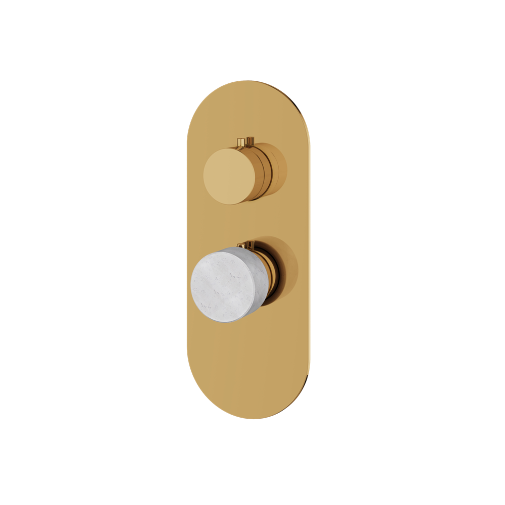 Aquabrass - Marmo Round Trim Set for 1 Shut-Off Thermostatic Valve