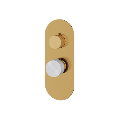 Aquabrass - Marmo Round Trim Set for 1 Shut-Off Thermostatic Valve