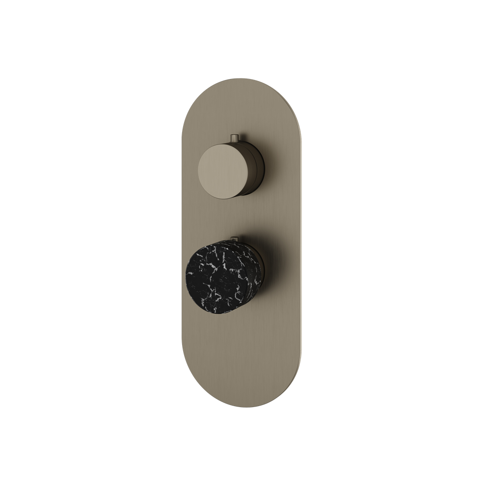 Aquabrass - Marmo Round Trim Set for 1 Shut-Off Thermostatic Valve