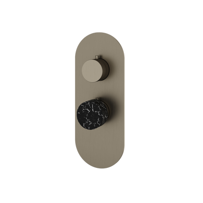 Aquabrass - Marmo Round Trim Set for 1 Shut-Off Thermostatic Valve