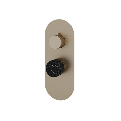 Aquabrass - Marmo Round Trim Set for 1 Shut-Off Thermostatic Valve