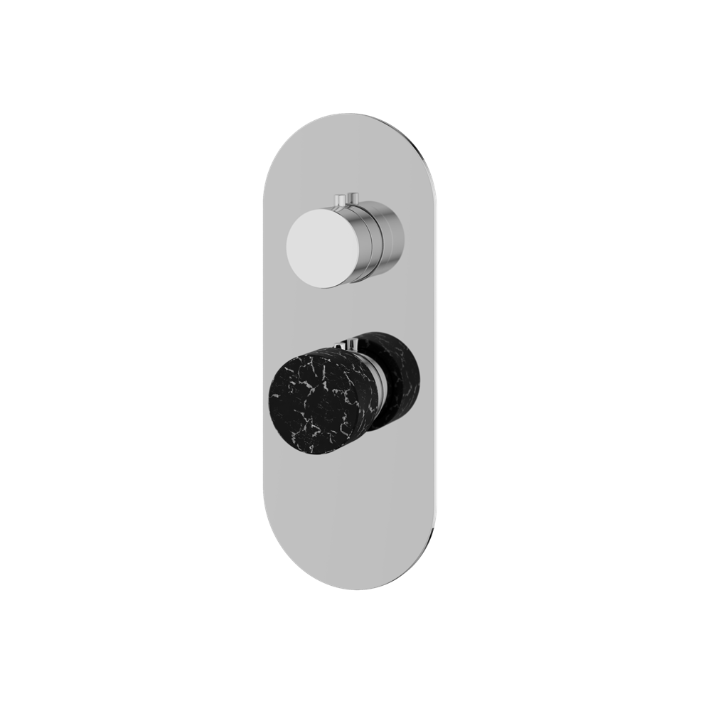 Aquabrass - Marmo Round Trim Set for 1 Shut-Off Thermostatic Valve