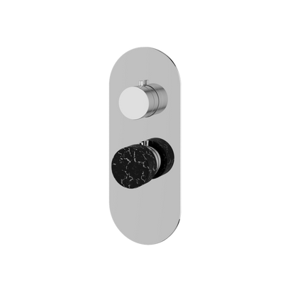 Aquabrass - Marmo Round Trim Set for 1 Shut-Off Thermostatic Valve