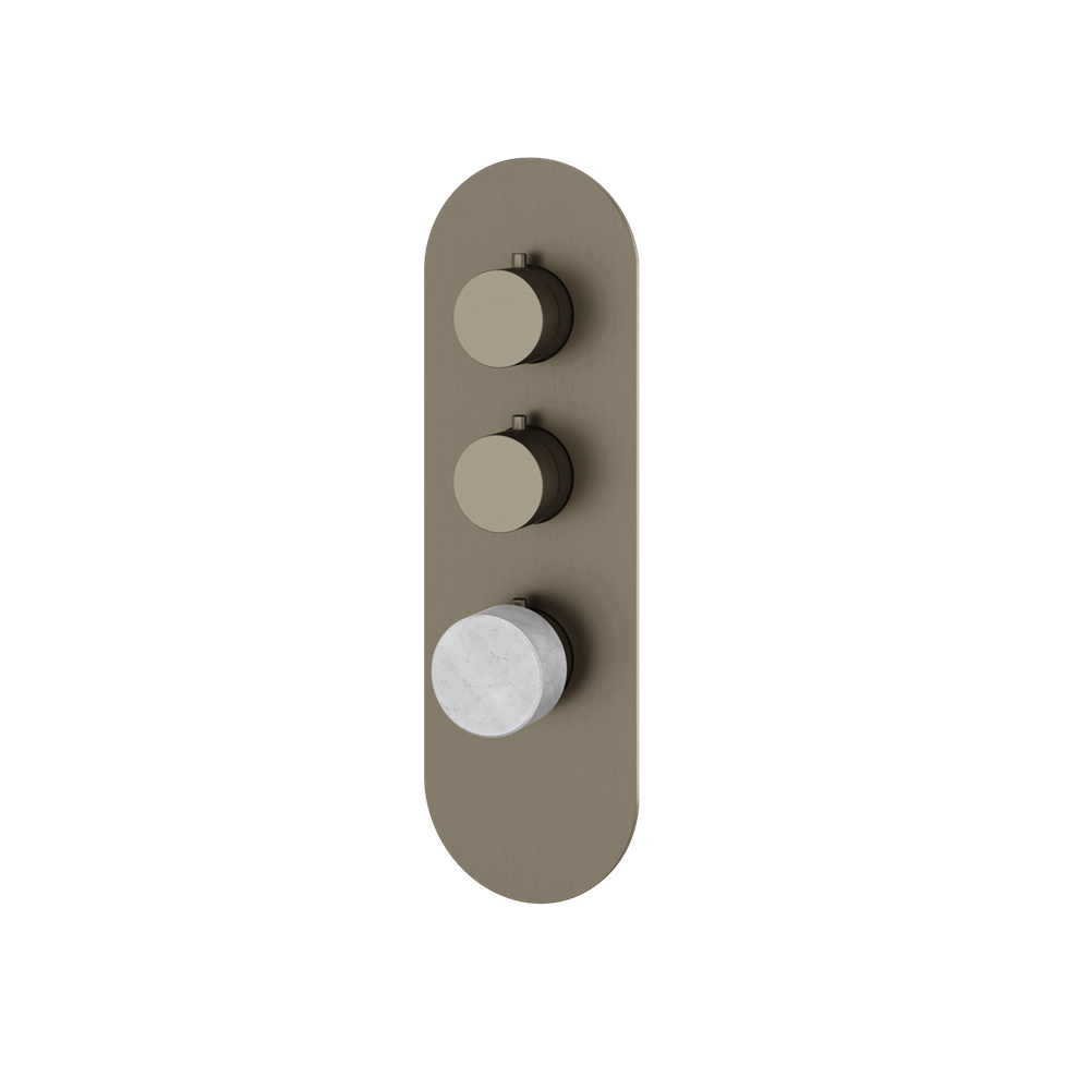 Aquabrass - Marmo Round Trim Set for 2 Shut-Off Thermostatic Valve