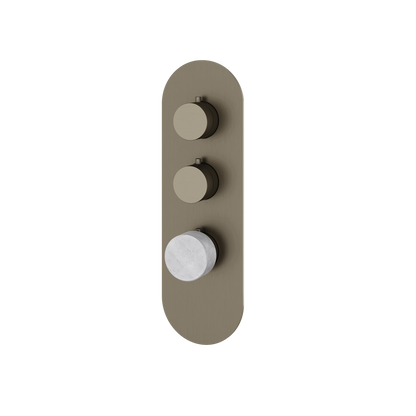 Aquabrass - Marmo Round Trim Set for 2 Shut-Off Thermostatic Valve