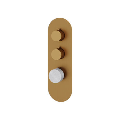 Aquabrass - Marmo Round Trim Set for 2 Shut-Off Thermostatic Valve