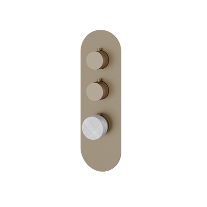 Aquabrass - Marmo Round Trim Set for 2 Shut-Off Thermostatic Valve