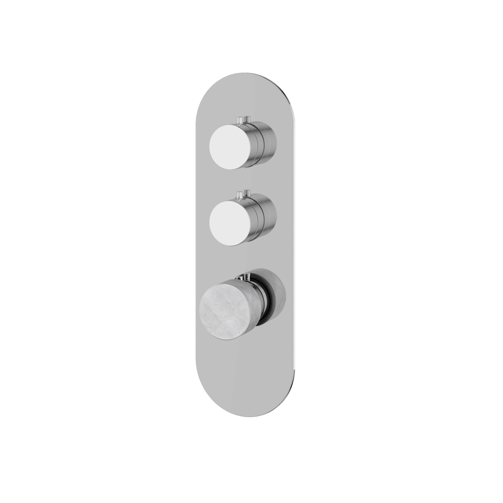 Aquabrass - Marmo Round Trim Set for 2 Shut-Off Thermostatic Valve