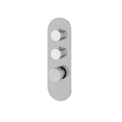 Aquabrass - Marmo Round Trim Set for 2 Shut-Off Thermostatic Valve
