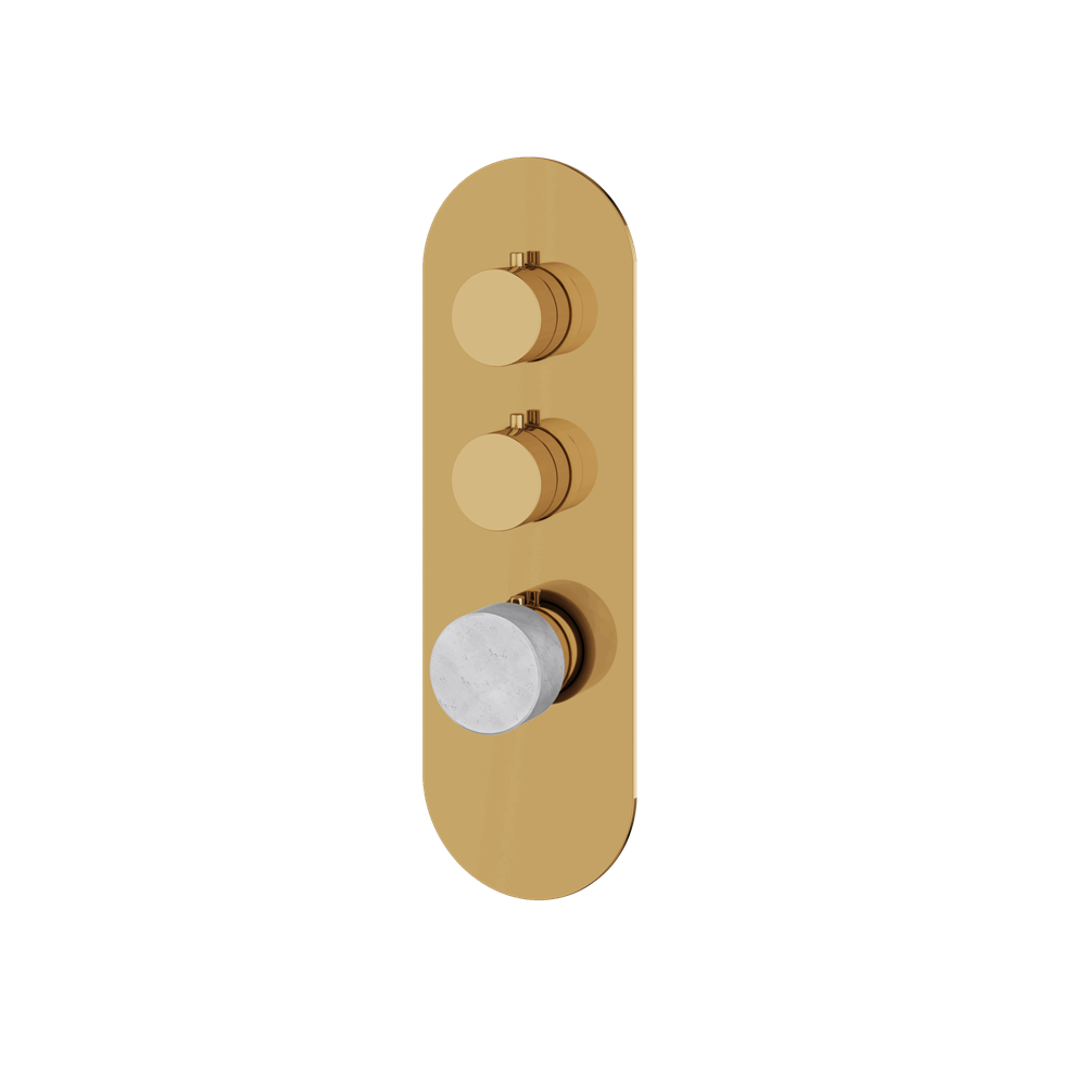 Aquabrass - Marmo Round Trim Set for 2 Shut-Off Thermostatic Valve