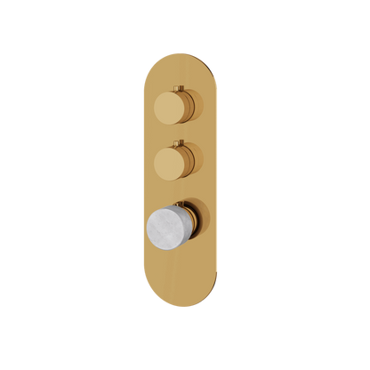 Aquabrass - Marmo Round Trim Set for 2 Shut-Off Thermostatic Valve