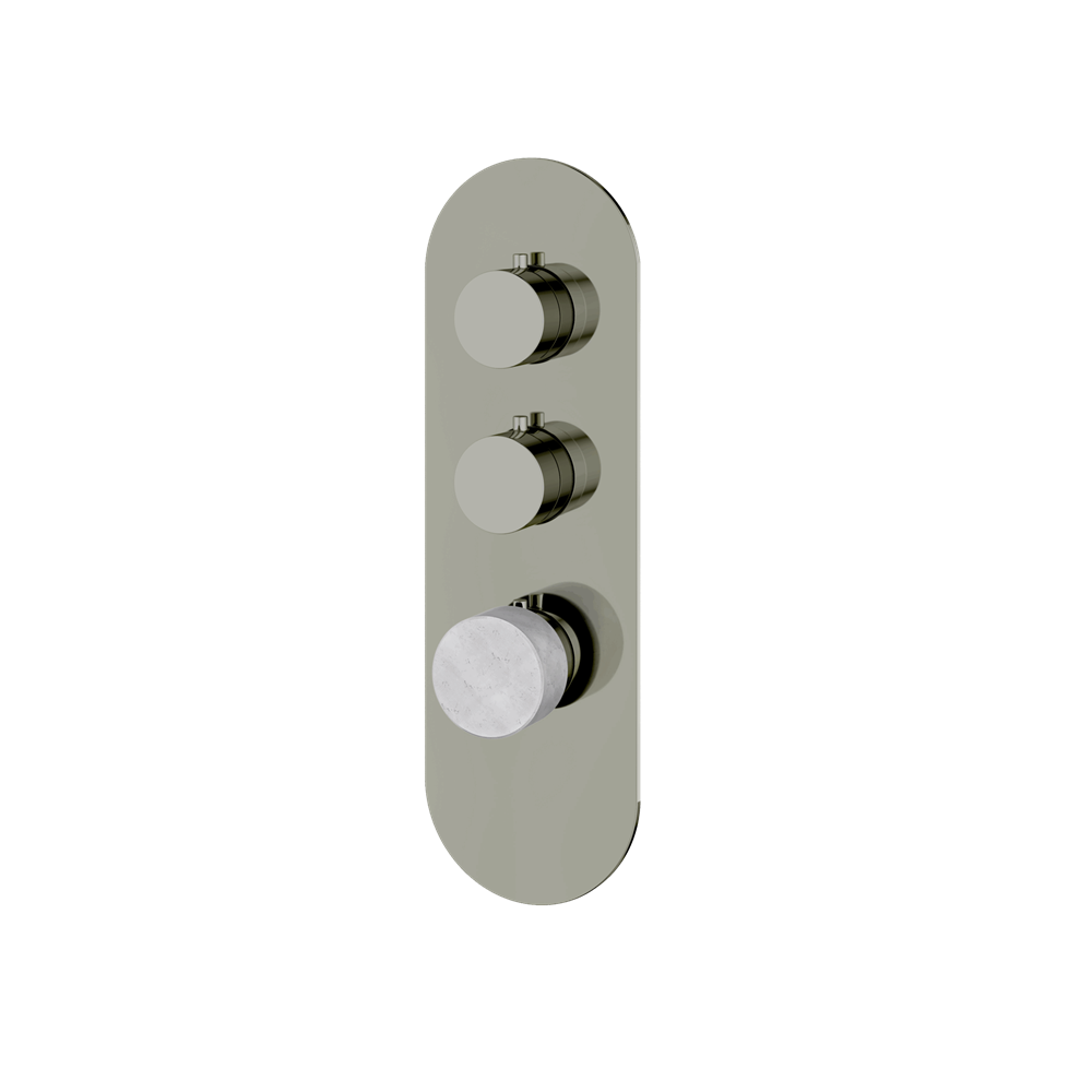 Aquabrass - Marmo Round Trim Set for 2 Shut-Off Thermostatic Valve