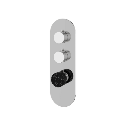 Aquabrass - Marmo Round Trim Set for 2 Shut-Off Thermostatic Valve
