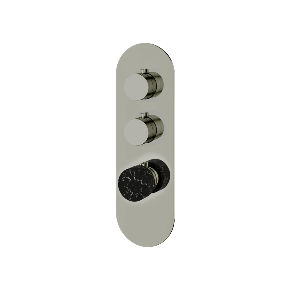 Aquabrass - Marmo Round Trim Set for 2 Shut-Off Thermostatic Valve