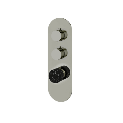 Aquabrass - Marmo Round Trim Set for 2 Shut-Off Thermostatic Valve
