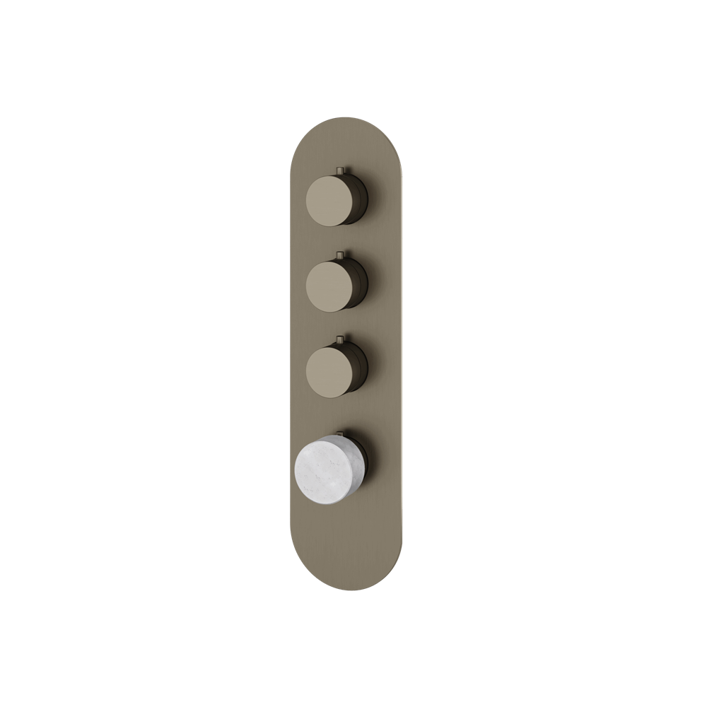 Aquabrass - Marmo Round Trim Set for 3 Shut-Off Thermostatic Valve