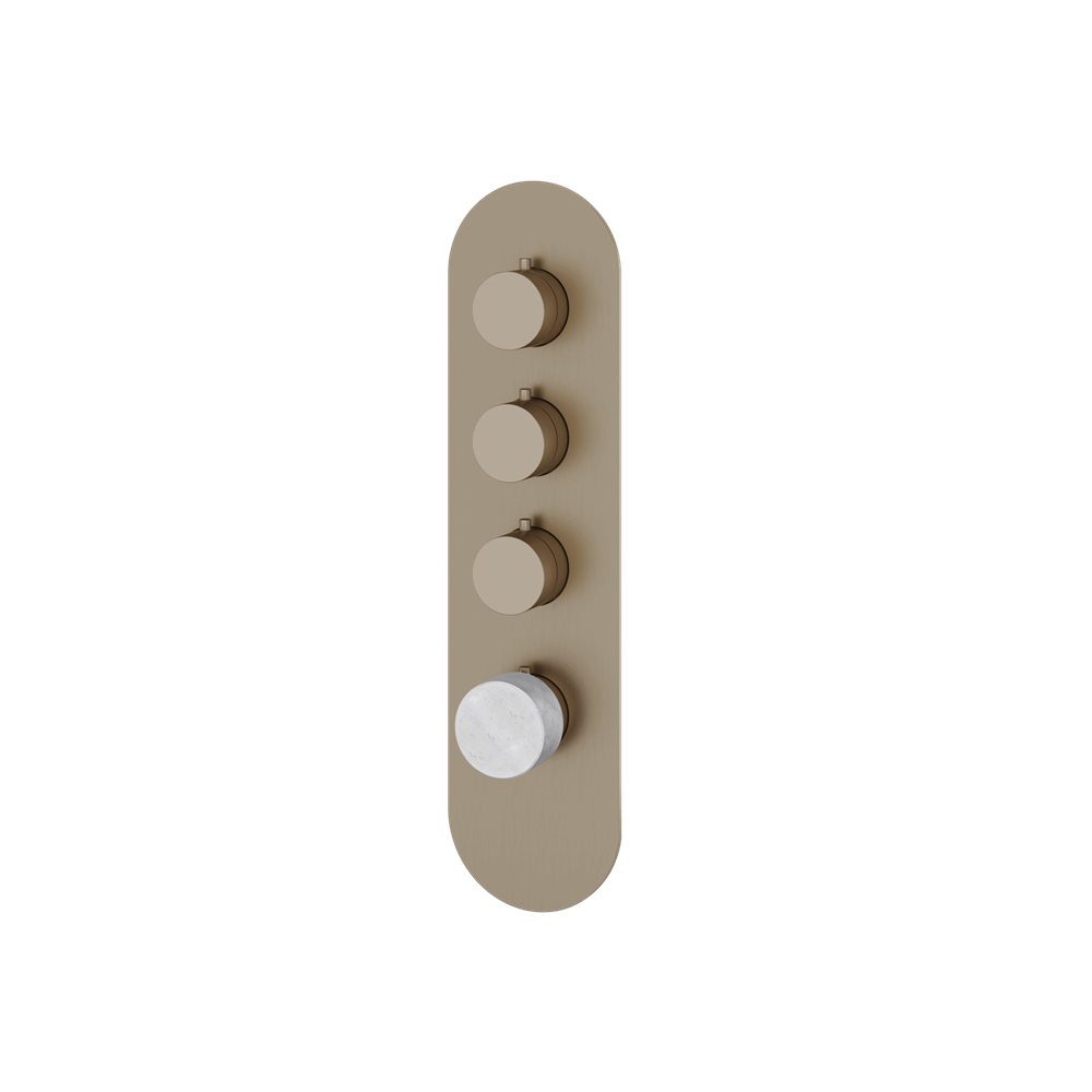 Aquabrass - Marmo Round Trim Set for 3 Shut-Off Thermostatic Valve