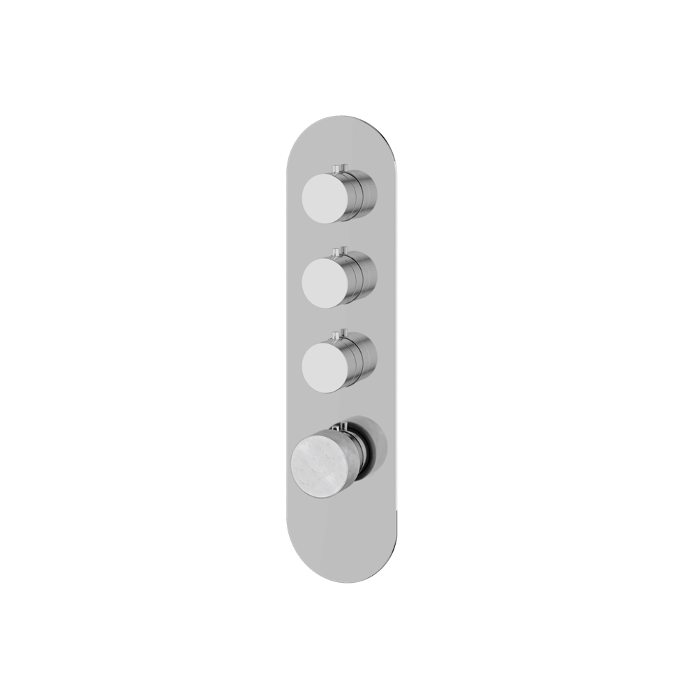 Aquabrass - Marmo Round Trim Set for 3 Shut-Off Thermostatic Valve