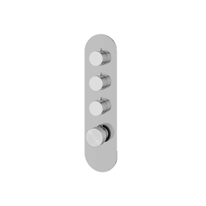 Aquabrass - Marmo Round Trim Set for 3 Shut-Off Thermostatic Valve