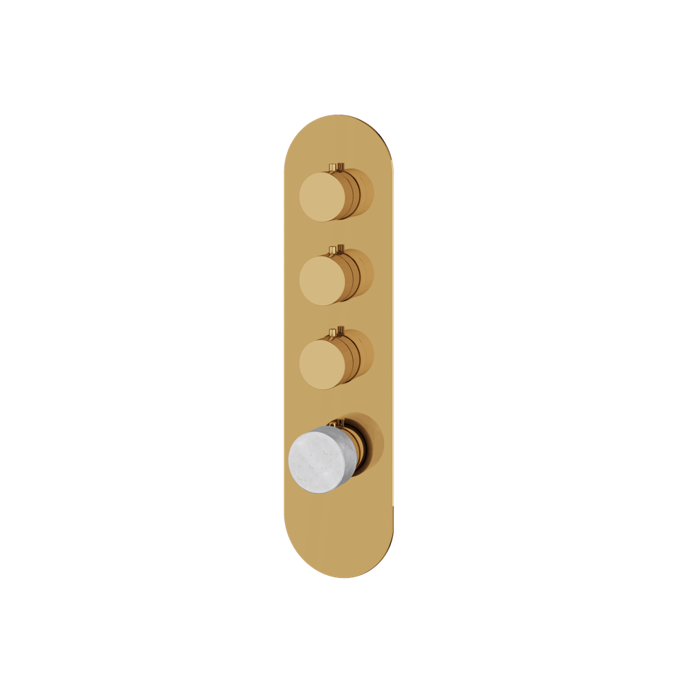 Aquabrass - Marmo Round Trim Set for 3 Shut-Off Thermostatic Valve