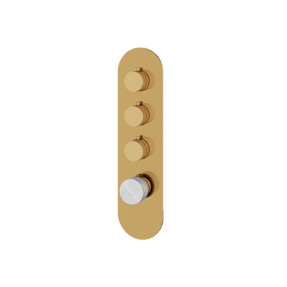 Aquabrass - Marmo Round Trim Set for 3 Shut-Off Thermostatic Valve