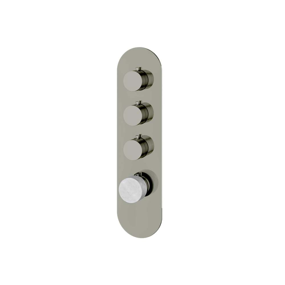 Aquabrass - Marmo Round Trim Set for 3 Shut-Off Thermostatic Valve