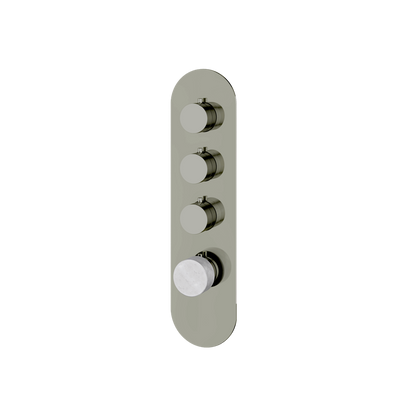 Aquabrass - Marmo Round Trim Set for 3 Shut-Off Thermostatic Valve