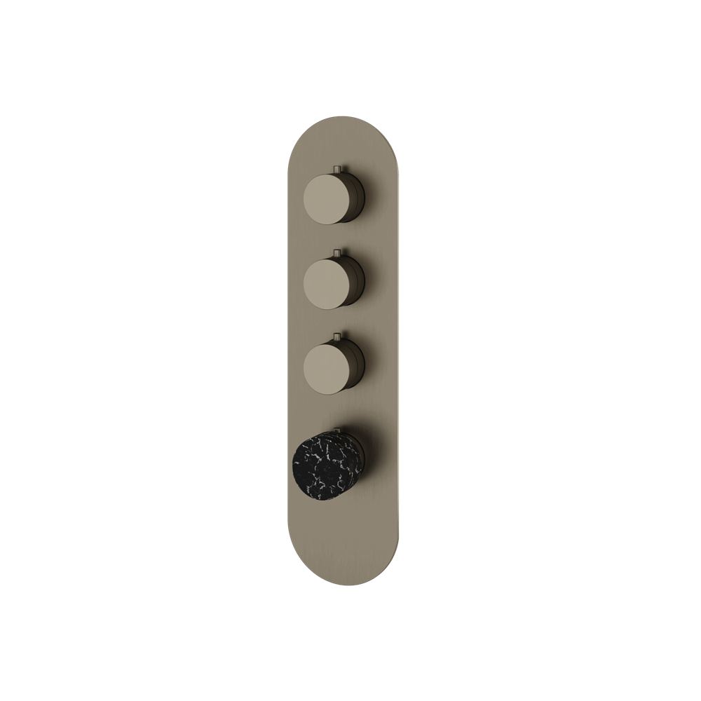 Aquabrass - Marmo Round Trim Set for 3 Shut-Off Thermostatic Valve