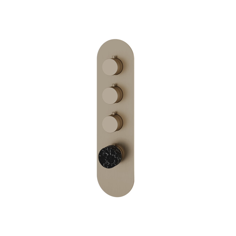 Aquabrass - Marmo Round Trim Set for 3 Shut-Off Thermostatic Valve