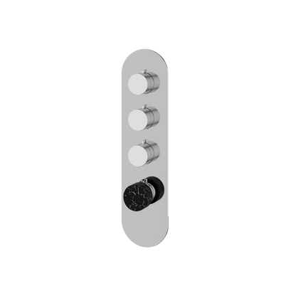 Aquabrass - Marmo Round Trim Set for 3 Shut-Off Thermostatic Valve