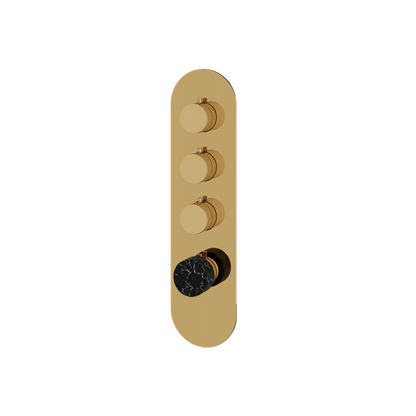 Aquabrass - Marmo Round Trim Set for 3 Shut-Off Thermostatic Valve