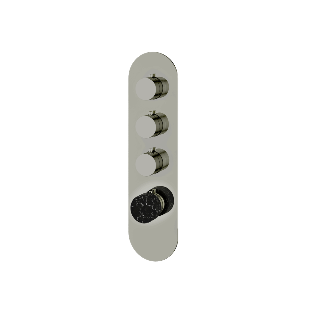 Aquabrass - Marmo Round Trim Set for 3 Shut-Off Thermostatic Valve