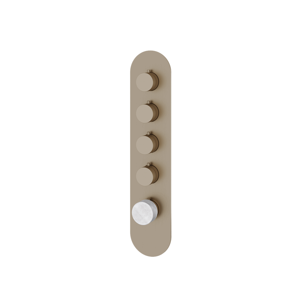 Aquabrass - Marmo Round Trim Set for 4 Shut-Off Thermostatic Valve
