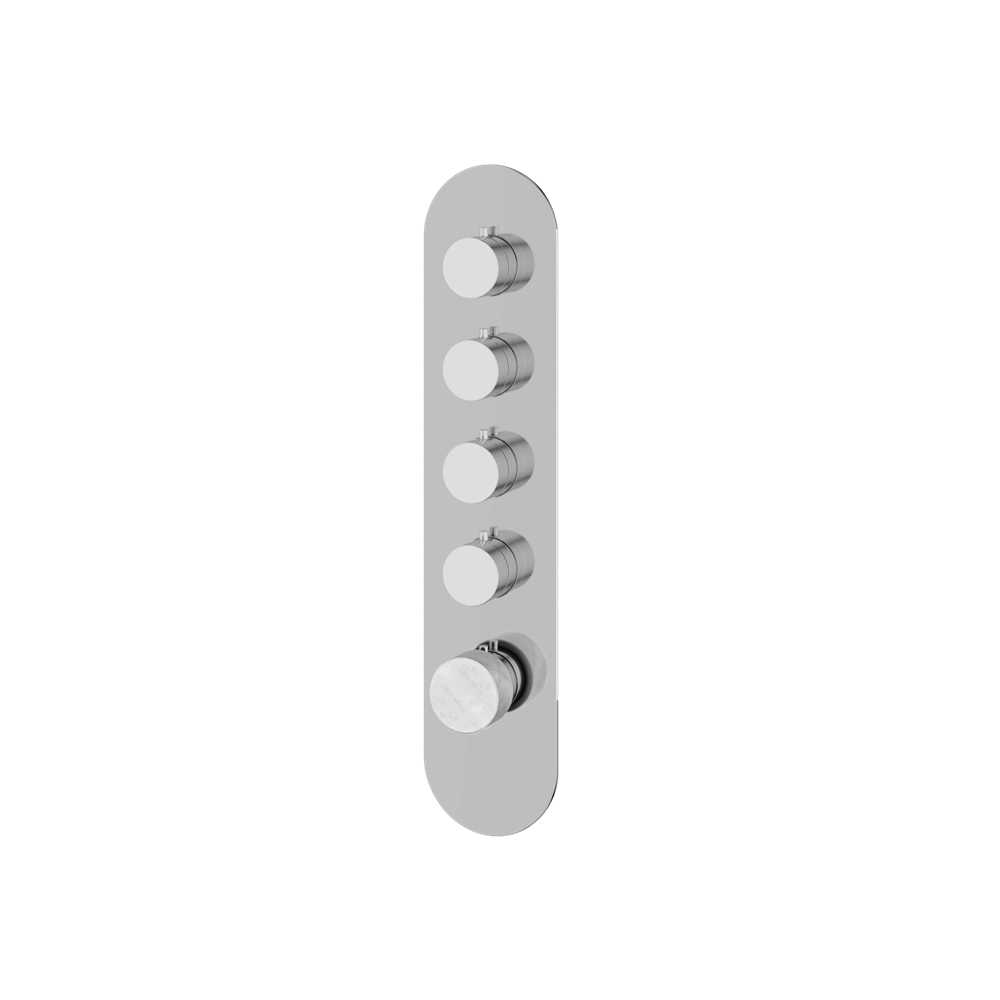 Aquabrass - Marmo Round Trim Set for 4 Shut-Off Thermostatic Valve