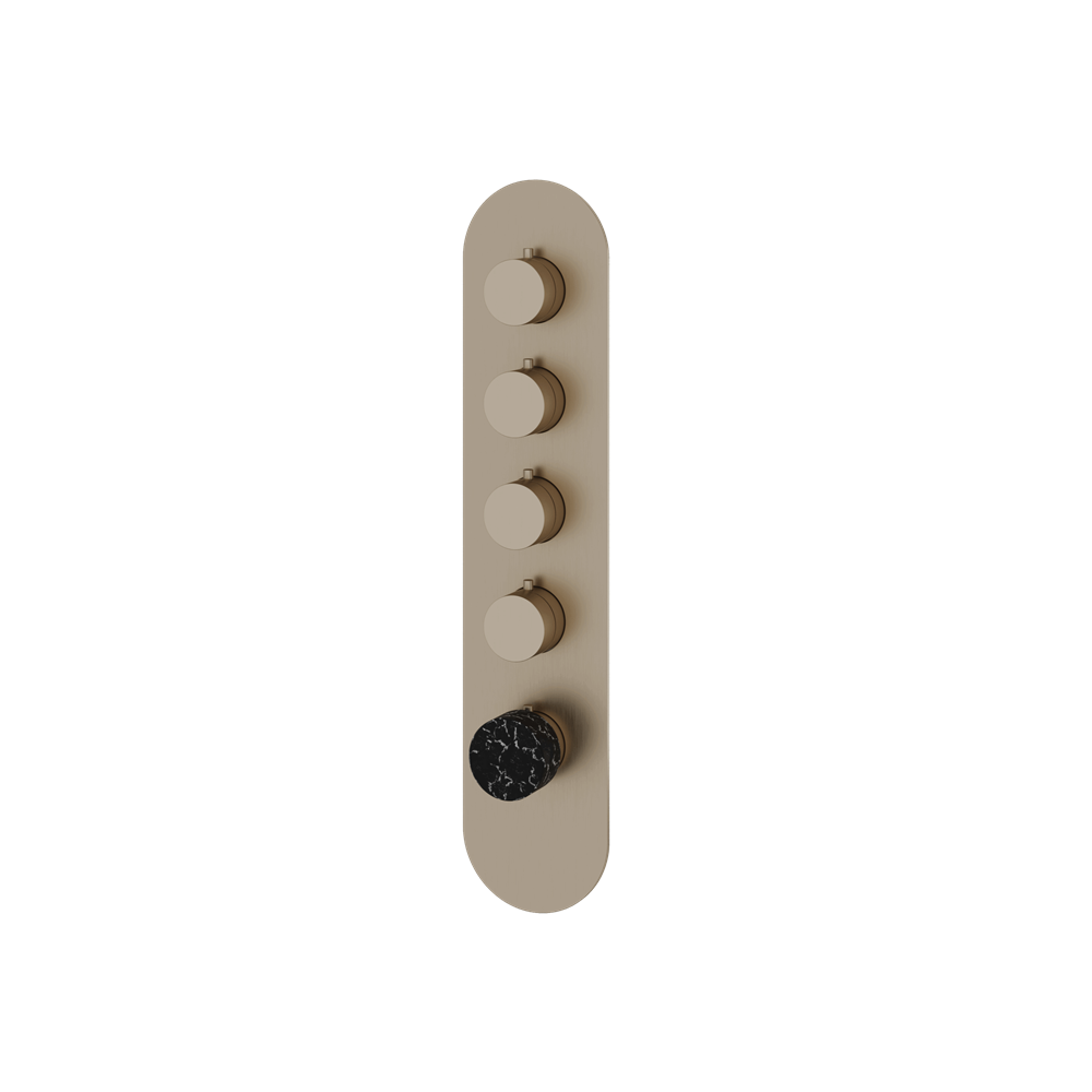 Aquabrass - Marmo Round Trim Set for 4 Shut-Off Thermostatic Valve
