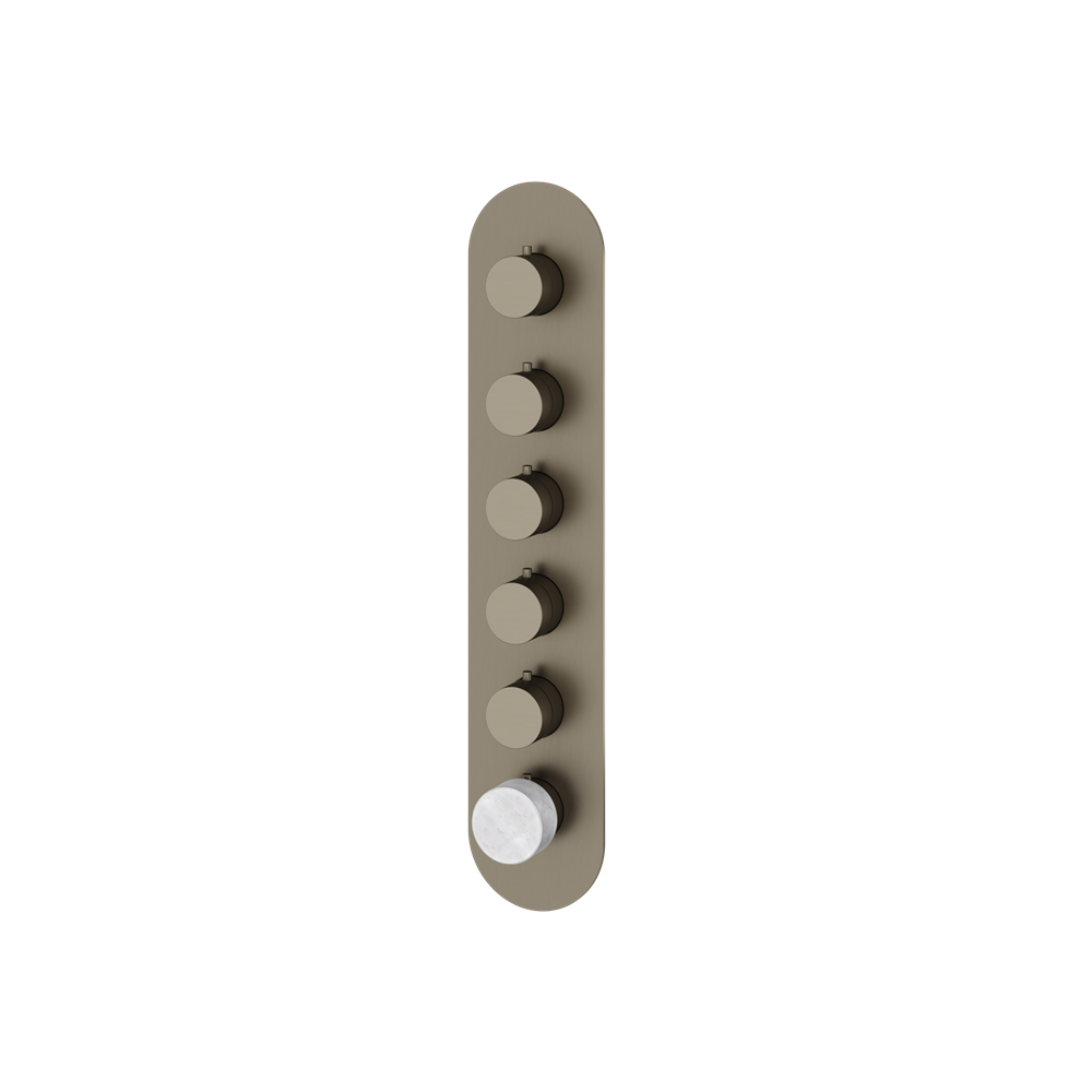 Aquabrass - Marmo Round Trim Set for 5 Shut-Off Thermostatic Valve