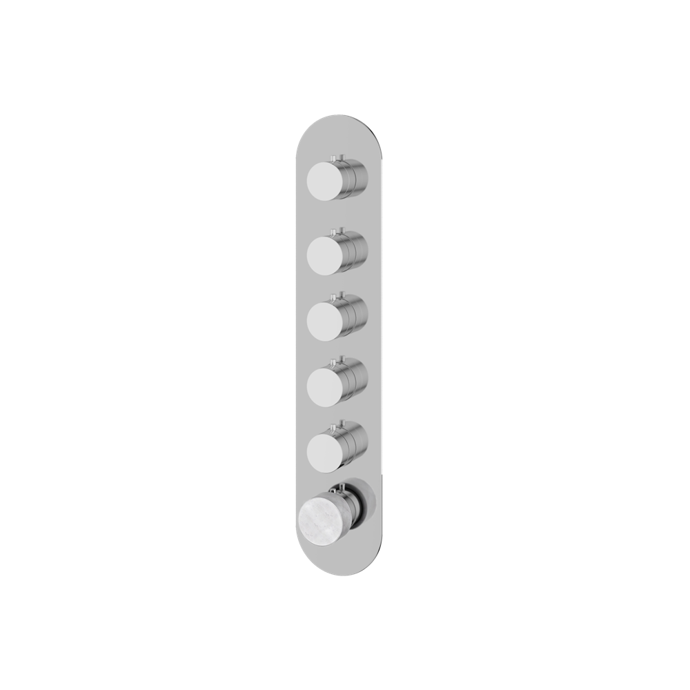 Aquabrass - Marmo Round Trim Set for 5 Shut-Off Thermostatic Valve