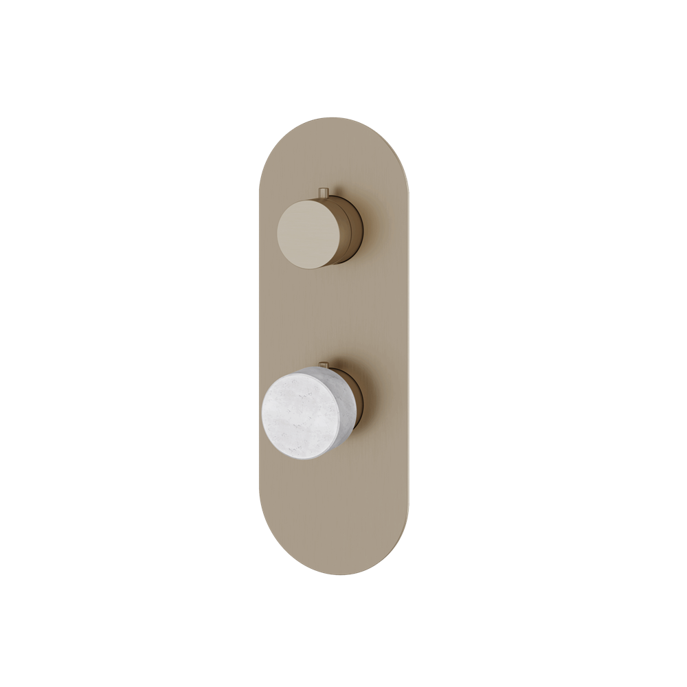 Aquabrass - Marmo Round Trim Set with Diverter for Thermostatic Valve - 2-Way non-shared CalGreen compliant