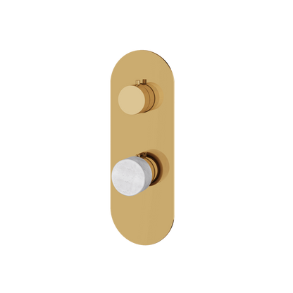 Aquabrass - Marmo Round Trim Set with Diverter for Thermostatic Valve - 2-Way non-shared CalGreen compliant