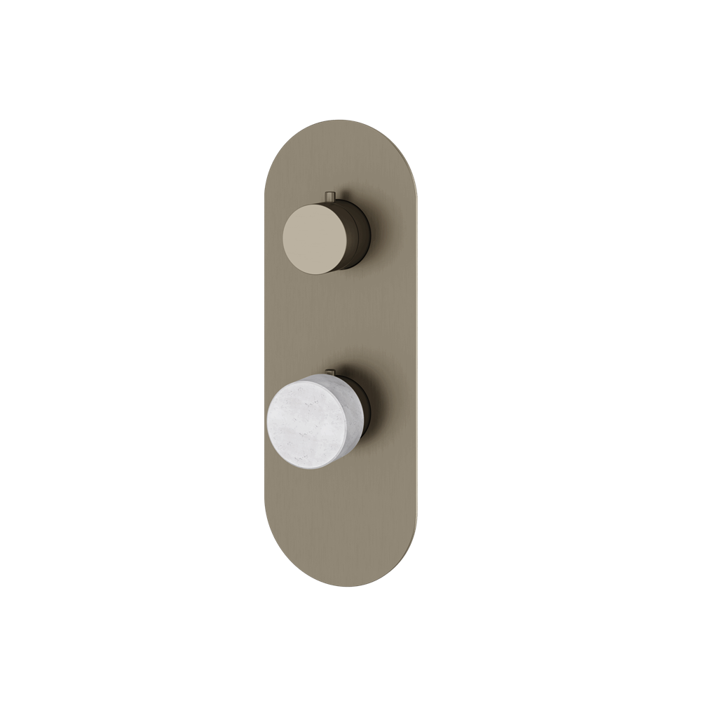 Aquabrass - Marmo Round Trim Set with 2-Way Shared Diverter for Thermostatic Valve