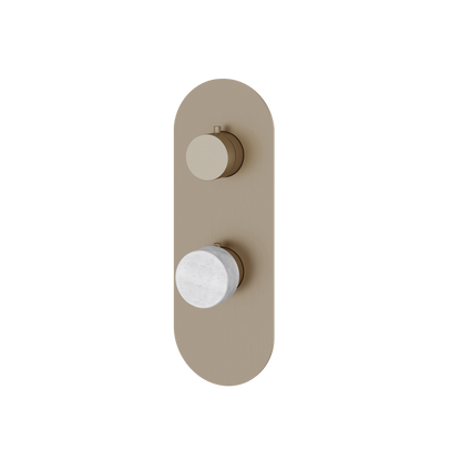 Aquabrass - Marmo Round Trim Set with Diverter for Thermostatic Valve - 3-Way non-shared CalGreen compliant