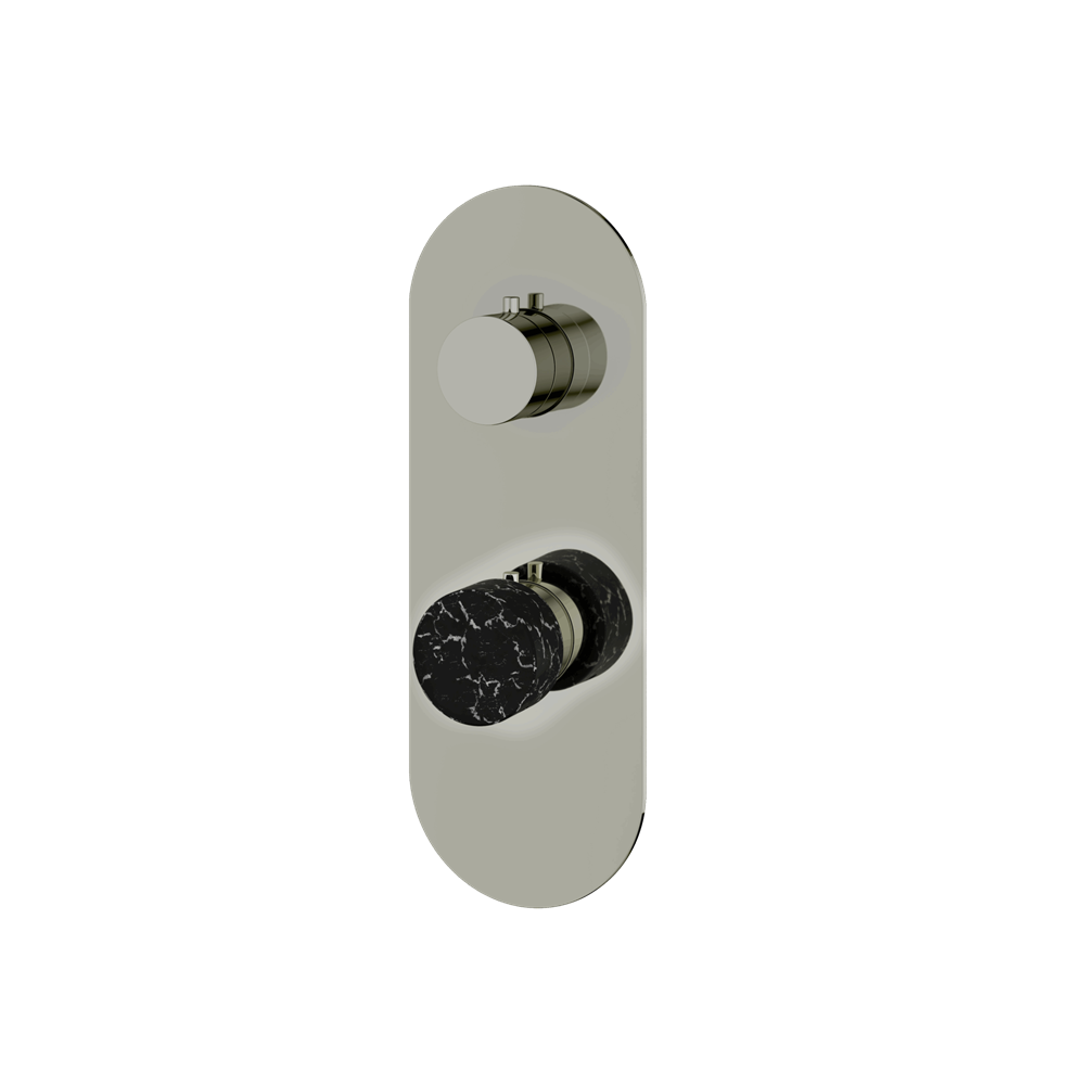 Aquabrass - Marmo Round Trim Set with Diverter for Thermostatic Valve - 3-Way non-shared CalGreen compliant