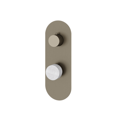 Aquabrass - Marmo Round Trim Set with 3-Way Shared Diverter for Thermostatic Valve