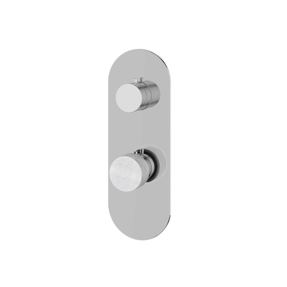 Aquabrass - Marmo Round Trim Set with 3-Way Shared Diverter for Thermostatic Valve